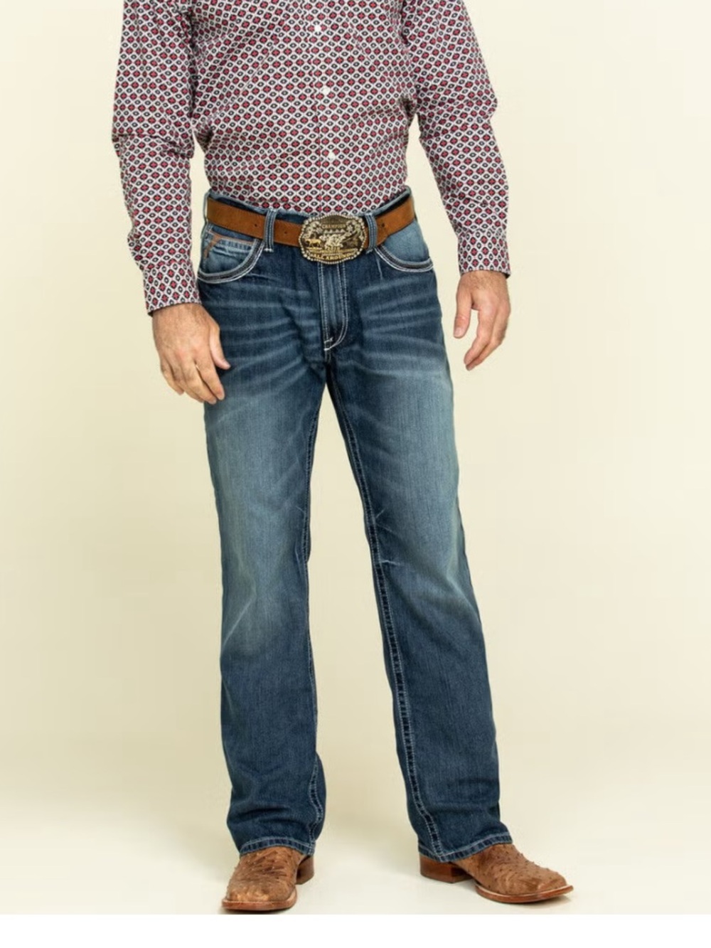 Ariat Men's Straight-Leg Faded Blue Denim Jeans
